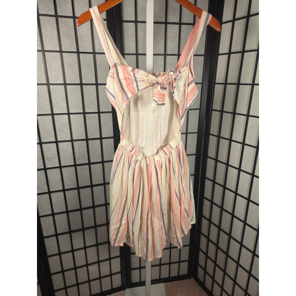 Hollister Smocked Tie-Back Striped Boho Sunsuit Romper Small - Picture 5 of 7